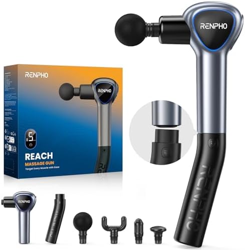 Renpho Massage Gun Deep Tissue, Back Massager for Pain Relief with Long Extension Handle, Percussion Handheld Mini Muscle Massagers Cordless for Athletes Neck, Reach by RENPHO
