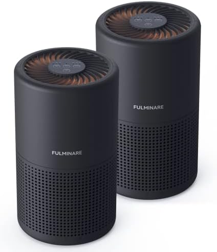 Air Purifiers for Bedroom, FULMINARE H13 True HEPA Filter (Black 2 Pack) by PureAirPowerfulSound