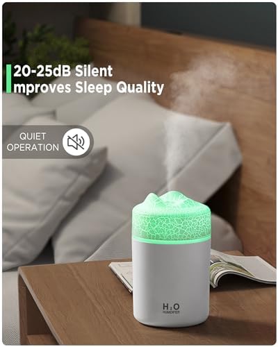 Portable Mini Humidifier, Colorful Volcanic Texture, 300mL Cool Mist Humidifier, USB Powered, Auto Shut-Off. Perfect for Bedroom, Office & Car. - Image 3