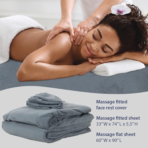 ForPro Luxury TerrySoft 3-Piece Massage Sheet Set, Cool Grey, Ultra-Soft, Stain and Wrinkle-Resistant, Includes Flat and Fitted Sheets and Face Rest Cover - Image 6