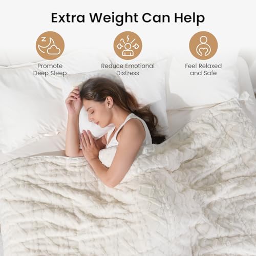 Drewin Weighted Blanket Queen Size 12lbs for Adults,Cream White,60" x 80" - Image 2