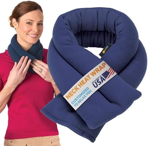 SunnyBay Microwavable Heating Pad, Neck and Shoulder Wrap, 26x4 inch, Navy by SunnyBay