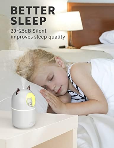 Cool Mist Humidifier,300ml Mini Humidifiers with Night Light,Waterless Auto-Off Air Humidifier,20dB Quiet Humidifiers for Bedroom,Car, Plant for Girl Boy - Image 3