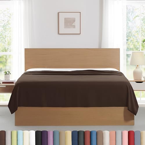 2 Pack Twin XL Flat Sheets Only Microfiber Chocolate Brown Bed Sheets by SouthshoreFineLivingInc