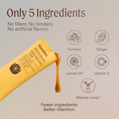 Manukora Body Recovery + Gut, Turmeric & Ginger, Raw Manuka Honey, 10ct - Image 3