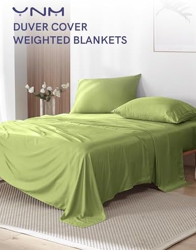 YnM Exclusive Cooling Duvet Cover for Weighted Blankets with 16 Strings (Matcha Green, 48"x72") - Image 2
