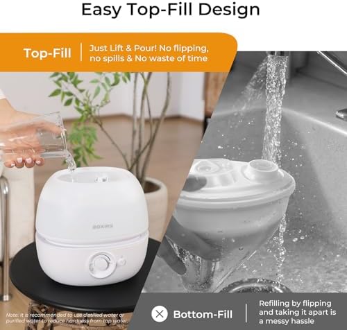 BOXING 3L Cool Mist Humidifier for Bedroom, Top Fill, Quiet, Night Light - Image 3
