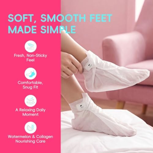 QUIYUM 6 Pairs Watermelon Foot Mask, Moisturizing Booties for Dry Skin - Image 4
