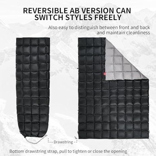 Down Camping Blanket - Lightweight, Packable, Warm & Puffy Outdoor Travel Quilt for Sleep, Hiking, Backpacking, Stadium, Festivals, Water-Resistant Sleeping Bag 55"x79" - Image 5