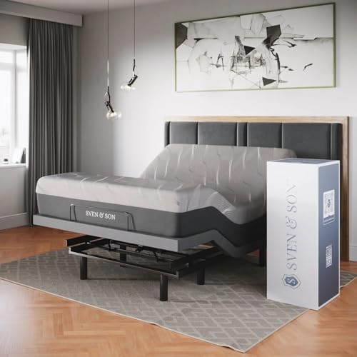 Sven & Son Classic Adjustable Bed Base, Head and Foot Lift, Massage, Under-Bed Lights, USB, Gel Memory, Zero Gravity Smart Frame - Full + 14 inch Hybrid Spring Matt (Medium Soft) by Unknown