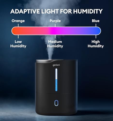 GENIANI Ultrasonic Cool Mist Humidifier for Bedroom, Large Rooms, Home, 4L - Easy Fill & Clean Humidifier for Plants w/Auto Shut-off, 40H Runtime - Quiet, Top Fill Air Humidifier & Vaporizer for Baby - Image 5