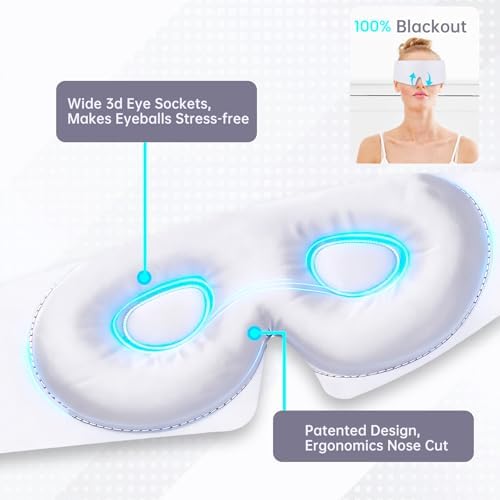 Calm&Relax Bamboo Sleep Mask - Cooling 3D Eye Mask, Lash Friendly,White - Image 3