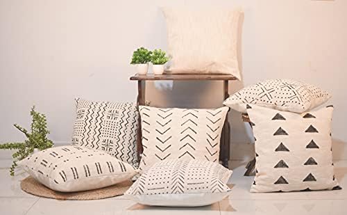 Trade Star Luxury Mud Cloth Square Pillow Cover Rustic Farmhouse Chair Pillowsham Handmade Sofa Pillow Cover for Room Decor (Ivory (Blossom), 18 X 18 Inch) - Image 6