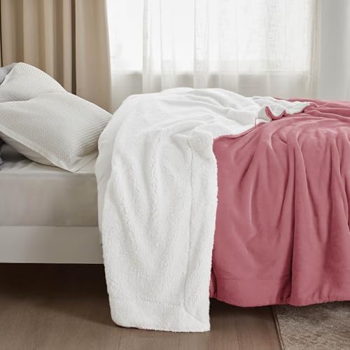 Bedsure GentleSoft Sherpa Fleece Blankets King Size for Bed, Non-Heated, Thick and Warm Throw for Girls and Women, Soft Fuzzy Plush King Blanket for Winter, Dusty Rose, 108x90 Inches - Image 5