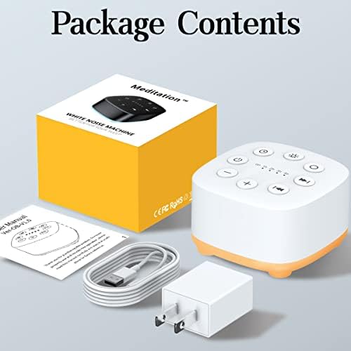 Meditation White Noise Sound Machine 30 Soothing Sounds with 32 Volume Control 12 Night Light 5 Timers Portable Sleep Machine for Travel Powered by AC or USB Sleep Therapy for Baby Kids Adults (White) - Image 7