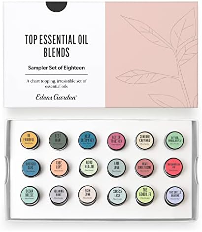 Edens Garden Top Essential Oil Blends Sampler 18 Set – 100% Pure Therapeutic Grade, Natural, Undiluted Aromatherapy Scents for Diffusers & Humidifiers – Wellness Gift for Men & Women, .92 ml/ 18 Pack by EdensGarden