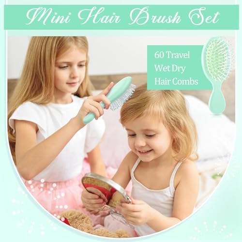 60 Pcs Sage Green Mini Hair Brushes Bulk for Team Gifts Soft Bristles Adds Shine Scalp Massage and Detangling Travel Hair Combing for Women Spa Party Favors Homeless - Image 4