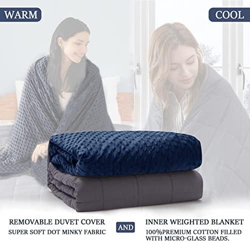 yescool Weighted Blanket with Cover for Adults (25 lbs, 60" x 80", Cobalt Blue) Heavy Blanket for Sleeping Perfect for 140-160 lbs, Queen Size Breathable Blanket with Premium Glass Bead - Image 2