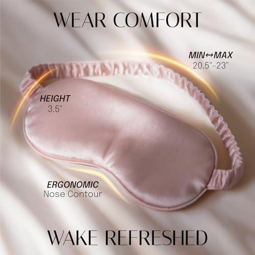 Silk Sleep Mask Eye Mask Blindfold with Double Layer Silk Filling and Elastic Strap for Full Night's Sleep, Travel and Nap, Eye Cover Eyeshade with Luxury Bag and Ear Plugs by OLESILK (Dark Pink) - Image 4