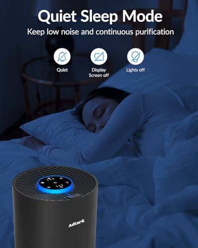 Air Purifiers for Home Bedroom, ADTARK Air Cleaner with 3-in-1 Filter, Sleep Mode & Aroma Function, 3 Light Modes, Room Air Purifier with 3 Timer for Office, Dorm, Hotel (Black) - Image 4