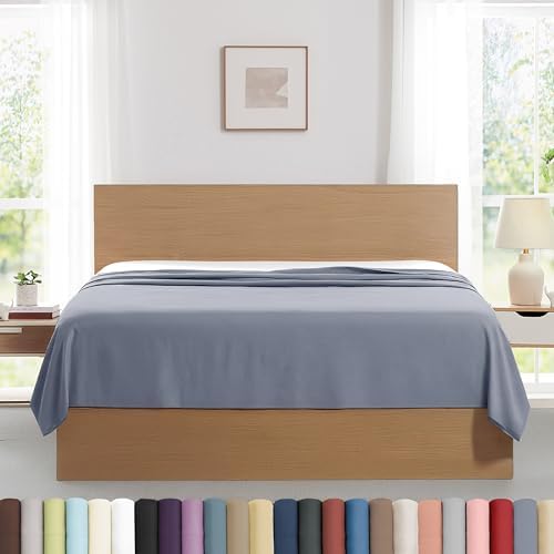 Oversized Twin Flat Sheets Only 2 Pack Set Wrinkle Free 66x96 Slate Blue by SouthshoreFineLivingInc