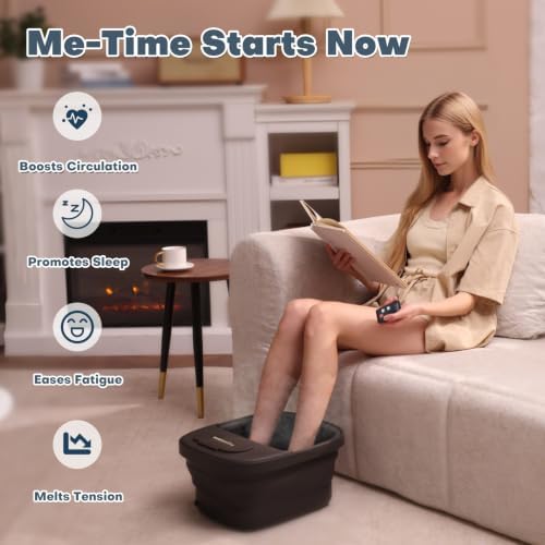 Collapsible Foot Bath, Foot Spa Bath Massager with Heat, Bubble, Remote Control, Temperature Control, 3 Pedicure Attachments, Feet Soaking Tub for Stress Relief (Matte Grey) - Image 2