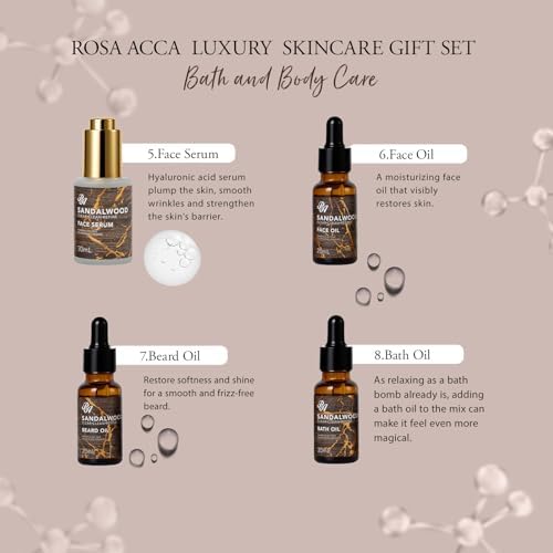 Sandalwood Beard Grooming Set For Men, 21 Pcs Facial Skin Care Set, Spa & Self-Care Gift Basket Set, Bath and Body Gift Set, Bath Bomb, Birthday, Christmas, Valentines, Father's Day Gift, Husband, Dad - Image 5