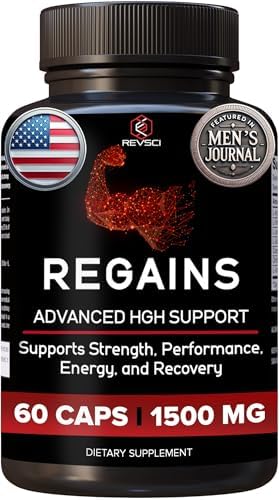 HGH Supplements for Men & Women - Regains Anabolic HGH Peptides for Muscle Growth, Muscle Recovery & Muscle Builder for Men, Natural Human Growth Hormone Booster & Post Workout Supplement, 60 Pills by RevolutionScience