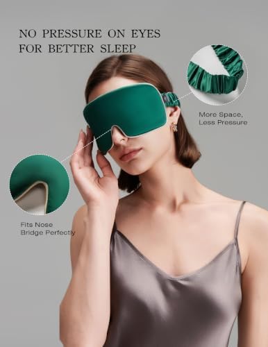 Luxurious 100% Mulberry Silk Sleep Eye Mask Blackout, Pine Green - Image 4