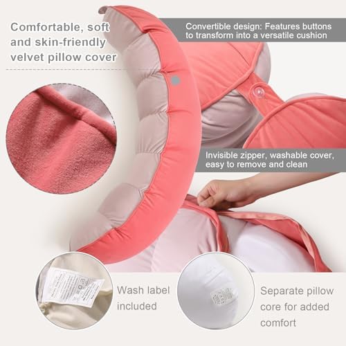 Peallow(Pat. Pend) – Long Round Body Pillow for Adults, Bolster Pillow for Sleeping, Soft and Supportive Pillow for Sleeping & Lumbar Support(Coral Peach,39") - Image 4