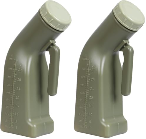 Urinals for Men Male Urinal Bottle Spill Proof with Screw Cap Lid Plastic Pee Bottles Portable Travel Pee Container for Car Elderly 1000ML (Pack of 2) by Unknown