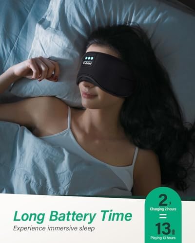 LC-dolida Sleep Headphones, White Noise Bluetooth Sleep Mask 3D Wireless Eye Mask Sleeping with Timing, Sleep Mask with Bluetooth Headphones for Side Sleepers Travel Yoga, Cool Gifts Men Women - Image 6