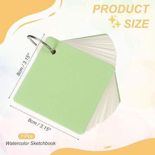 PATIKIL Mini Watercolor Sketchbook, 3.15 x 3.15 55 Sheets/110 Pages Portable Square Travel Watercolor Notebook 230GSM (107lb) Detachable Painting Sketch Book Art Sketchbook, Green - Image 2