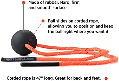Tiger Tail Tiger Ball 2.6 Foam Roller Ball + 47” Corded Rope – Deep Tissue Massage Ball: Feet, Legs, Neck, Back – Trigger Point Massage Therapy – Relieve Muscle Soreness – Muscle Recovery - Image 3