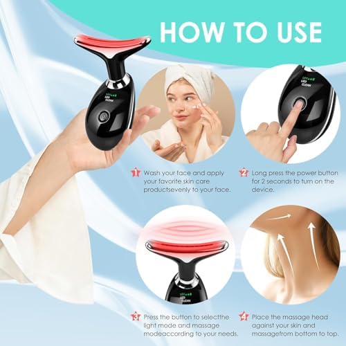 Facial Massager Red-Light-Therapy-for-Face and Neck, Face  culpting Wand with 7 Color (Bright Black) - Image 4