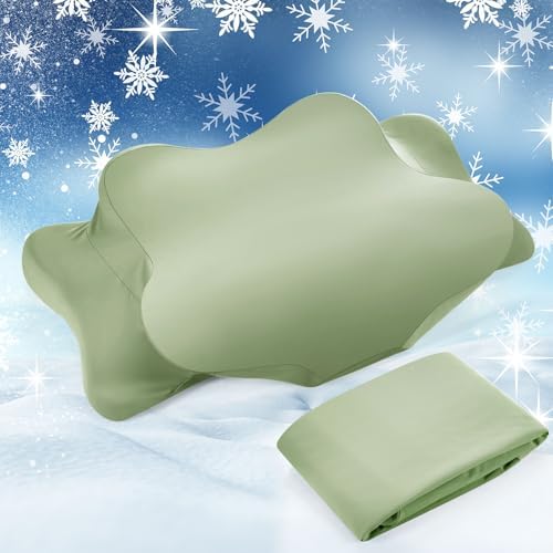 Hahafelt Cooling Cervical Neck Pillowcase,Saga Green,Standard Size by Hahafelt