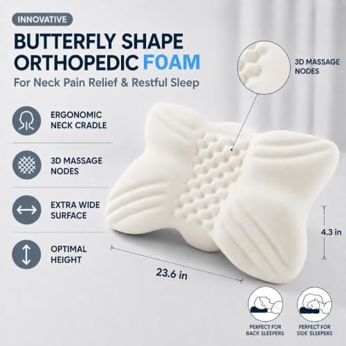 SLEEP ZONE Butterfly Cervical Neck Pillow, Ergonomic Memory Foam Pillow - Image 4