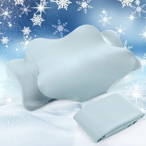 Hahafelt Cooling Cervical Neck Pillowcase,Haze Blue,Queen Size by Hahafelt