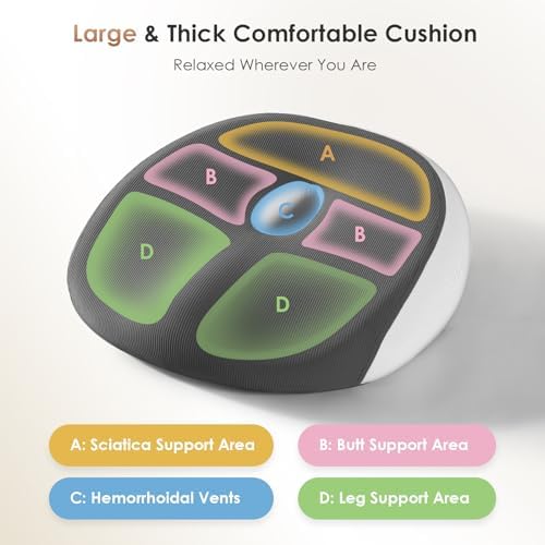 FLORICH Large Car Seat Cushion for Long Sitting, Ergonomic Memory Foam Driving Seat Cushion for Back & Sciatica Pain Relief, Non-Slip Washable Seat Cushion for Car, Driver, Office-Gray - Image 5