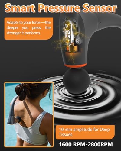 2-in-1 Massage Gun Deep Tissue With Extension Handle, Back & Neck Massager For Shoulder, Leg, Portable Massage With 4 Replacement Heads For Deep Muscle Pain Relief, Relax Gift, FSH-Eligible - Image 5