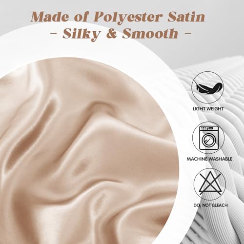 P Pothuiny Taupe Satin Cervical Pillow Case Cover 2-Pack with Zipper - Image 7