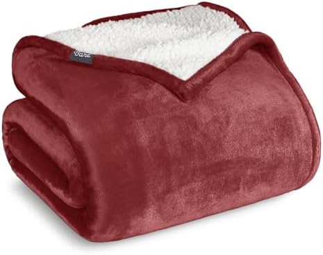 Bare Home Sherpa Fleece Blanket (Full/Queen, Rosewood) by BareHome