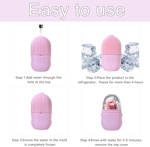 Ice Cube Roller for Face,Eyes and Neck,Reusable Silicone Ice Face Roller With Brush for Face Cold Therapy,Facial Face Massage Tools for Beauty & Skincare - Image 6
