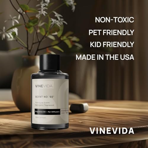 VINEVIDA Mahogany Teakwood Fragrance Oil for Cold Air Diffusers - 4 Fl Oz - Essential Oils for Diffuser Oil Refill & Air Freshener Room Spray (Pack of 2) - Image 5