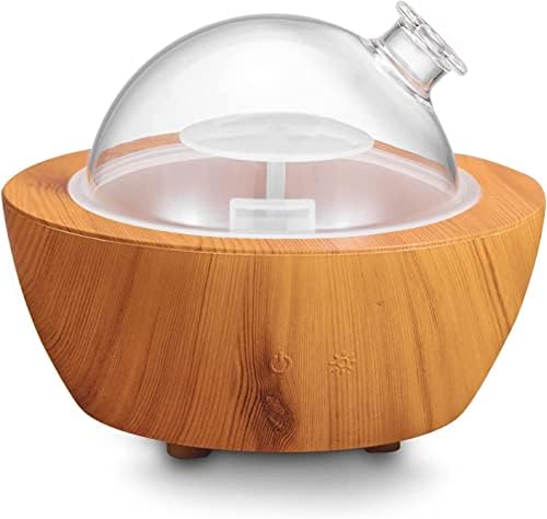 280ml Glass Essential Oil Diffuser Wood Grain Base Air Aroma Diffusers for Aromatherapy Cool Mist Humidifier with Safe Auto Shut-Off and 7 Color LED Night Lights for Home Office Room by XANAPHIA