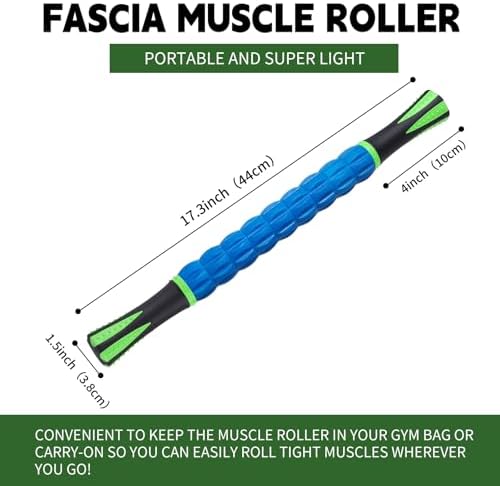 Massage Roller Stick,Muscle Roller Stick for Athletes,Liposuction Massage Roller for Lymphatic Drainage, for Relief Muscle Soreness,Trigger Points,Help Runner Legs,Back Recovery(Green & Blue) - Image 6