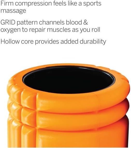 TRIGGERPOINT PERFORMANCE THERAPY GRID Patented Multi-Density Foam Massage Roller Exercise Deep Tissue Muscle Recovery - Relieves Muscle Pain & Tightness, Improves Mobility & Circulation (26"), Orange - Image 4