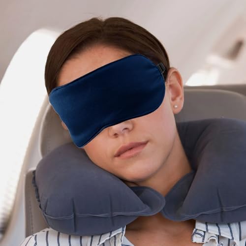 2 PCS Navy Satin Sleep Masks, Adjustable Silk Eye Mask for Sleeping, Blind Folds Soft Breathable Blindfold for Adults Couples Play Party Games Airplane Travel Essentials Eye Covers Patches Night Mask - Image 4