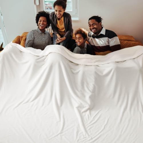 Bedsure GentleSoft Sherpa Fleece Cal King Blankets for Bed, Non-Heated, Thick and Warm Oversized Throw for Women and Men, Soft Fuzzy Plush Large Blanket for Winter, White, 112x98 Inches - Image 2