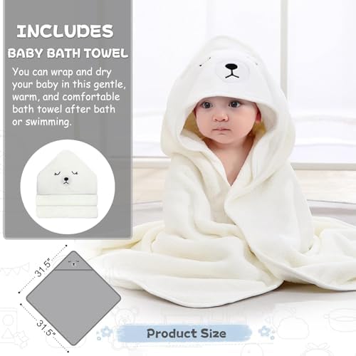 MoreFeel Collapsible Baby Bathtub for Newborn with Thermometer & 1 Hooded Towel & 1 Soft Floating Cushion,Portable Travel Bathtub with Drain Hole, Durable Foldable Baby Tubs for Infants to Toddler - Image 3